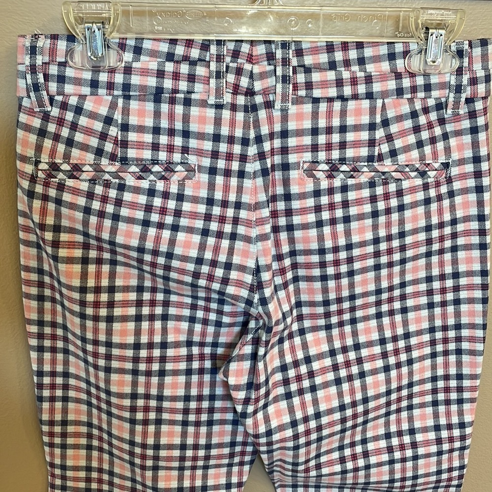 GAP women’s Gingham slim city crop ankle crop pants pink blue pockets size 2 - Picture 5 of 13